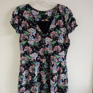 J Crew short sleeve button front dress in island floral
